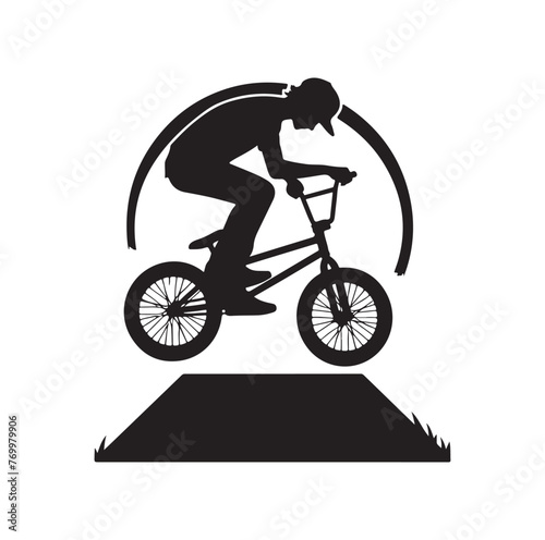Professional bmx bicycle player silhouette. Vector illustration