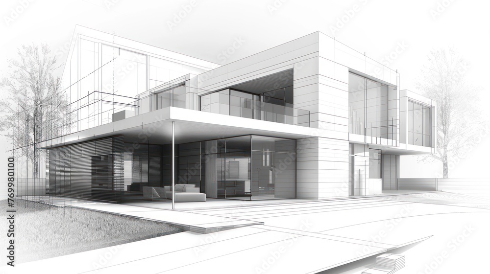 building sketches, city houses, 3d illustrations building sketches, city houses, 3d illustrations