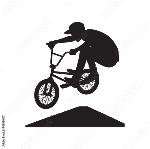 Professional bmx bicycle player silhouette. Vector illustration