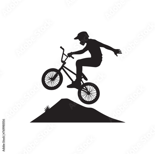Professional bmx bicycle player silhouette. Vector illustration