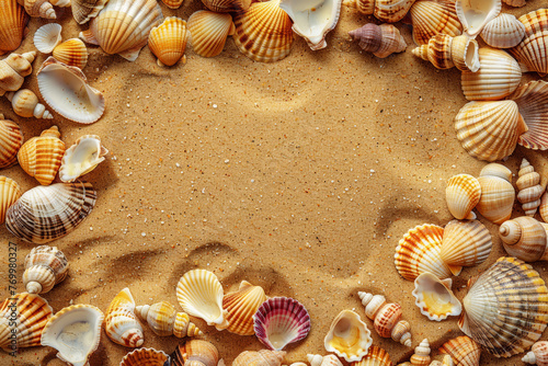 Golden Sands & Seashells, Summer Frame Composition © M.Gierczyk