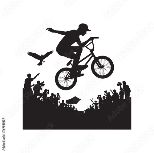 Professional bmx bicycle player silhouette. Vector illustration