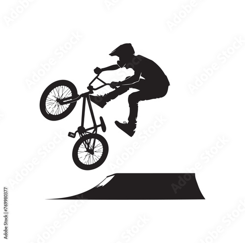 Professional bmx bicycle player silhouette. Vector illustration
