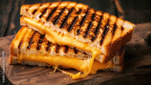 Grilled sandwich with melted cheese is very delicious