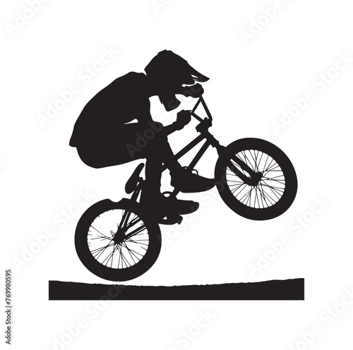 Professional bmx bicycle player silhouette. Vector illustration