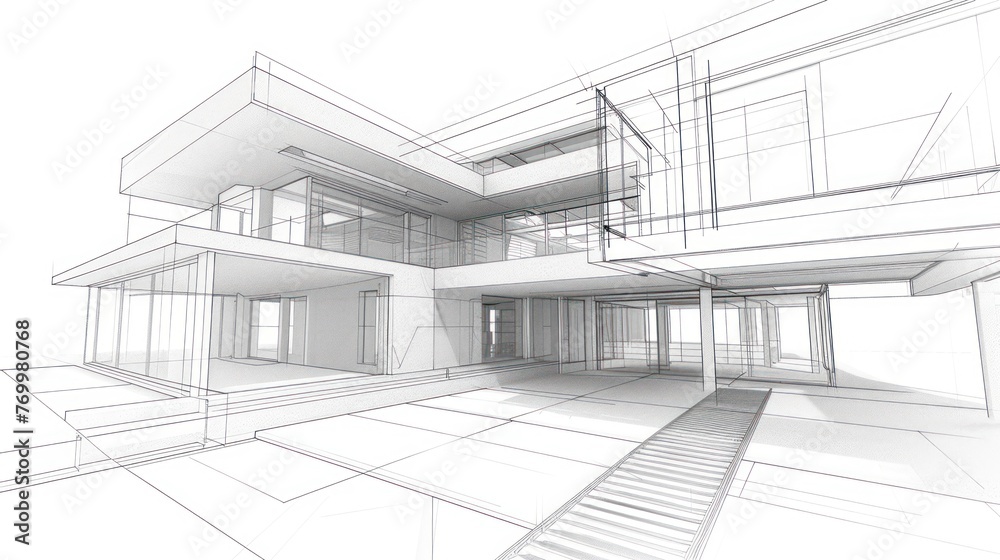 building sketches, city houses, 3d illustrations building sketches, city houses, 3d illustrations