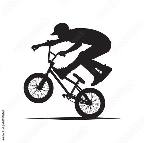 Professional bmx bicycle player silhouette. Vector illustration