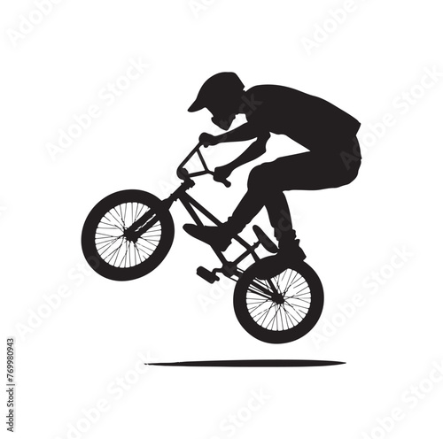 Professional bmx bicycle player silhouette. Vector illustration