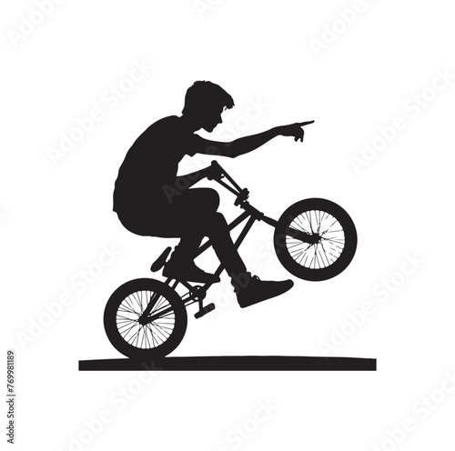 Professional bmx bicycle player silhouette. Vector illustration