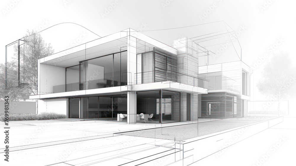 building sketches, city houses, 3d illustrations building sketches, city houses, 3d illustrations