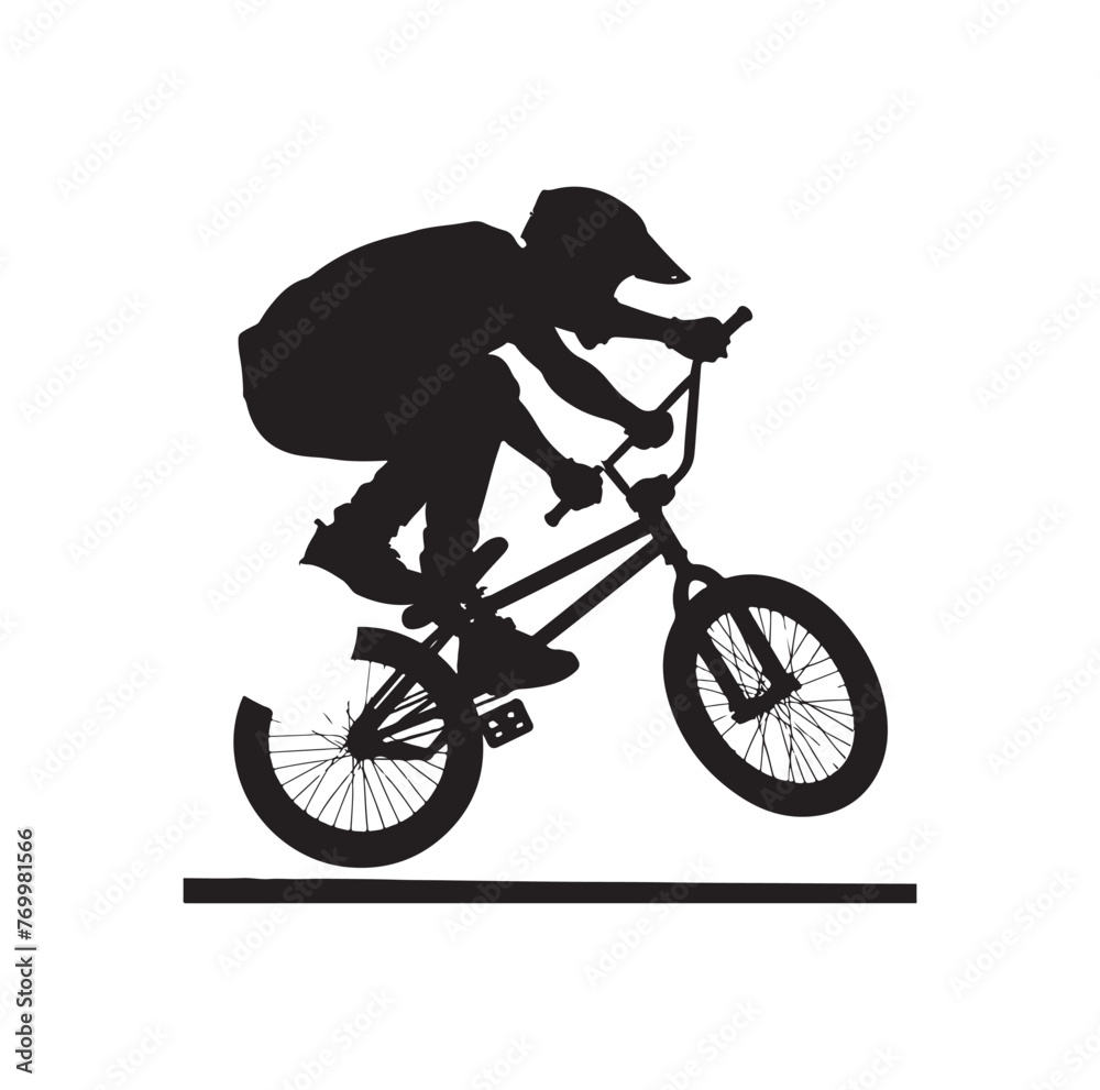 Fototapeta premium Professional bmx bicycle player silhouette. Vector illustration