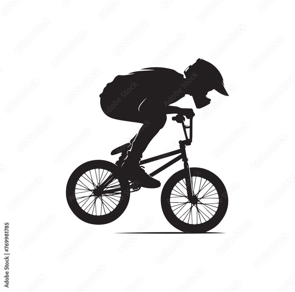 Fototapeta premium Professional bmx bicycle player silhouette. Vector illustration