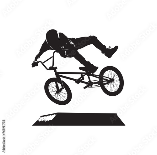 Professional bmx bicycle player silhouette. Vector illustration