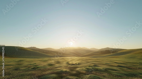 Serene Sunrise Over Rolling Hills