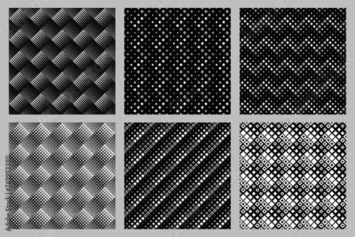 Seamless square pattern background set - geometrical abstract  vector design from diagonal squares