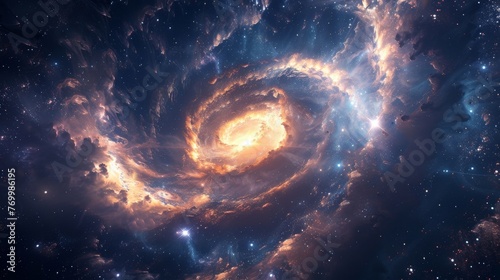Galactic Spiral Galaxy Core - Celestial Splendor: Awe-Inspiring Presentation of Cosmic Magnificence, Offering a Glimpse into the Infinite Majesty of the Universe's Depths