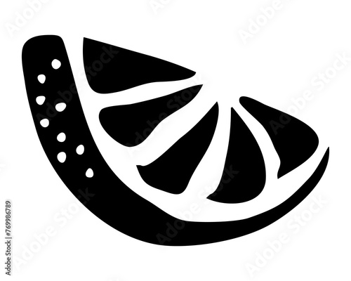 Orange slice drawing hand painted with ink brush. Png clipart isolated on transparent background