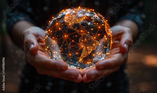 Hands holding a transparent...