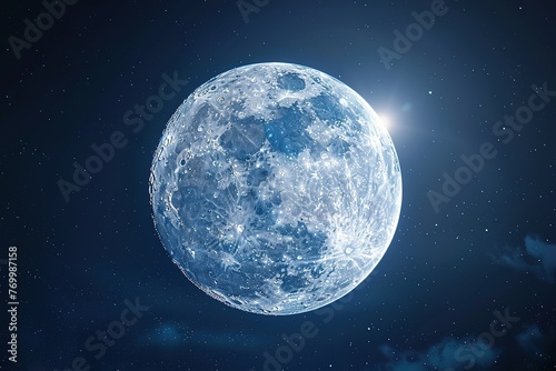 Beautiful Full Moon in Black Sky, Ai Generated