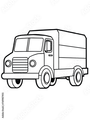 truck line art isolated on white