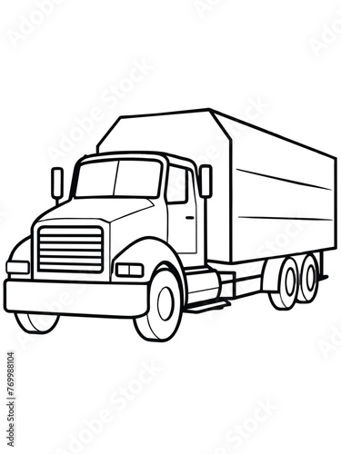truck line art isolated on white