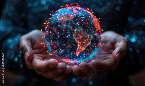 Hands holding a transparent...