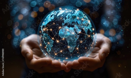 Hands holding a transparent...