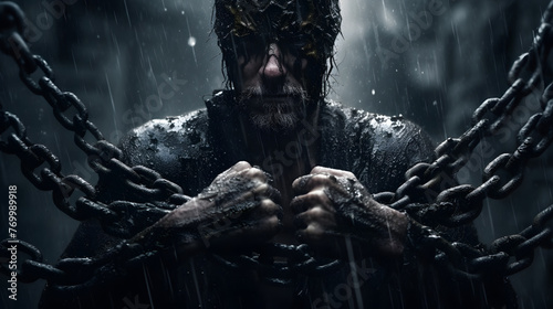 Wallpaper Mural dark knight of the monster's chains and the man he is fighting with Torontodigital.ca