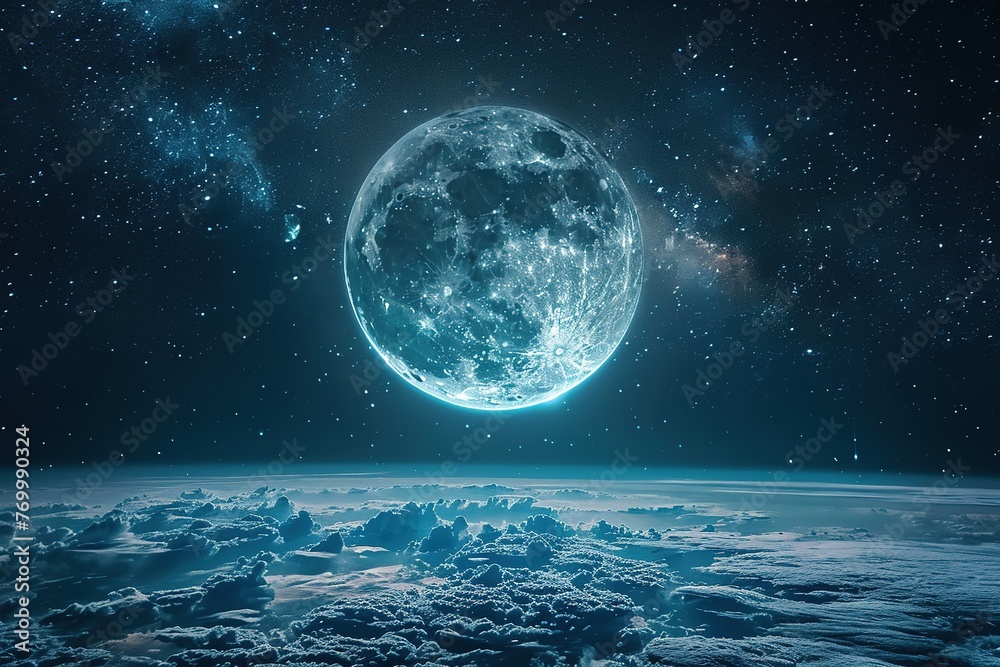 Fantasy space background with planet and stars, Ai Generated Fantasy space background with planet and stars, Ai Generated