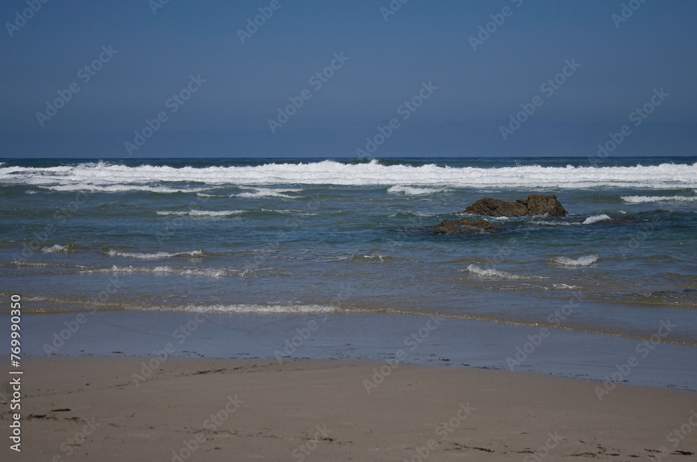 Beach of the Cathedrals, Ribadeo - Lugo, Spain, seascape from the entrance to the beach. Beach of the Cathedrals, Ribadeo - Lugo, Spain, seascape from the entrance to the beach.