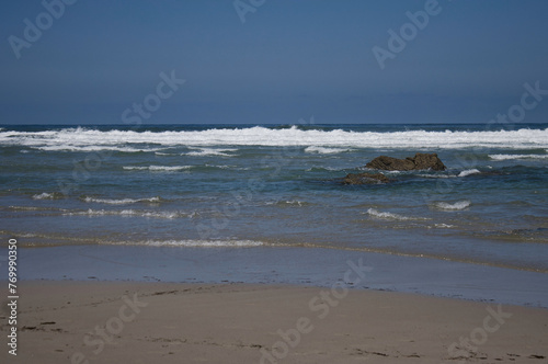 Beach of the Cathedrals, Ribadeo - Lugo, Spain, seascape from the entrance to the beach.
