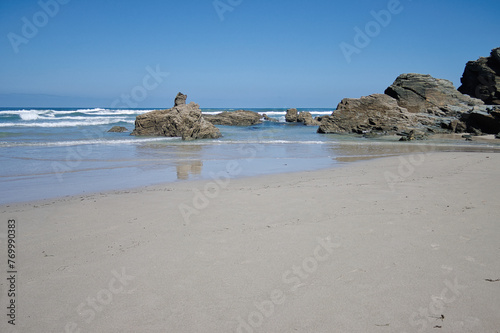 Beach of the Cathedrals, Ribadeo - Lugo, Spain, rocks in the beach, those rocks are covered by the sea at high tide.