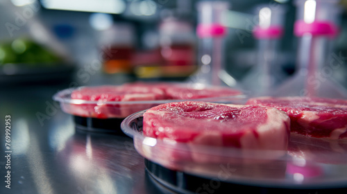 Carne artificiale creata in vetro photo