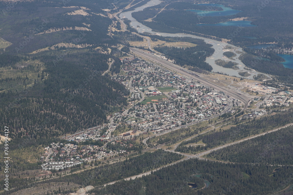 Jasper Town view from the Top of Whistler mountain in the Canada rockies
Jasper Town view from the Top of Whistler mountain in the Canada rockies