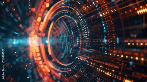 Wallpaper Mural Abstract digital futuristic Hi-tech communication of circular technology background. AI generated Torontodigital.ca