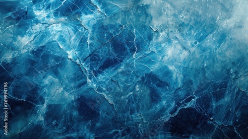 Blue colored marble stone texture abstract background. AI generated image