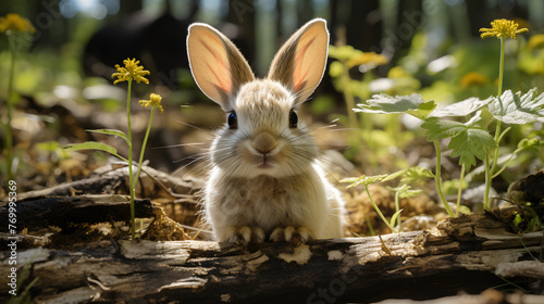 rabbit sitting in the forest © Oleksandr