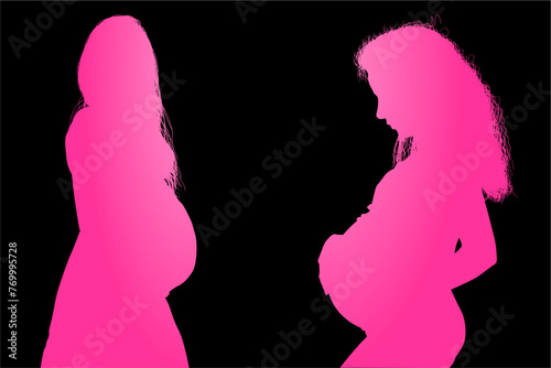silueta, embarazada, prenatal, amor, gestacion, silueta, vector, embarazo, mujer, familia, ilustracion