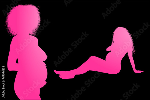 silueta, embarazada, prenatal, amor, gestacion, silueta, vector, embarazo, mujer, familia, ilustracion