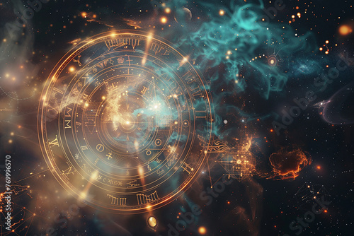 Astology.Zodiac signs revolve around the moon in space, astrology and horoscope.Zodiac sign horoscope astrology.