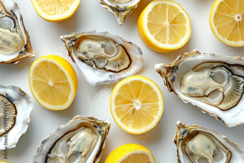 oysters with lemon top view