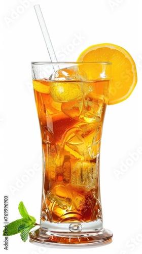 Cool alcoholic cocktail on a hot summer day. Isolated white background, Generative AI