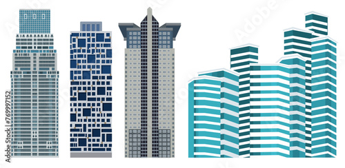 Skyscrapers in Kiev, Ukraine. Color vector illustration 