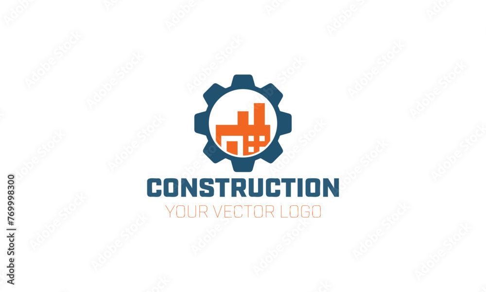 Fototapeta premium a blue logo for construction and design for construction.