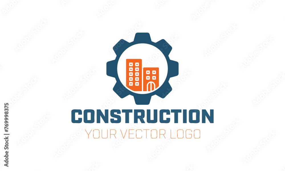 a logo for construction with a blue logo for construction