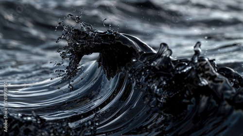 Colored black water wave Generative AI Wet background