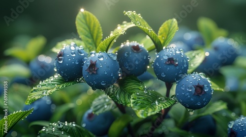 Ripening blue huckleberries (Vaccinium corymbosum) photo