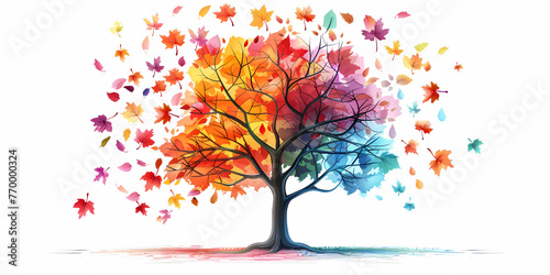 Colorful tree with leaves on white background vector illustration