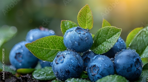 Blueberries in the garden ripening early - Vaccinium angustifolium photo