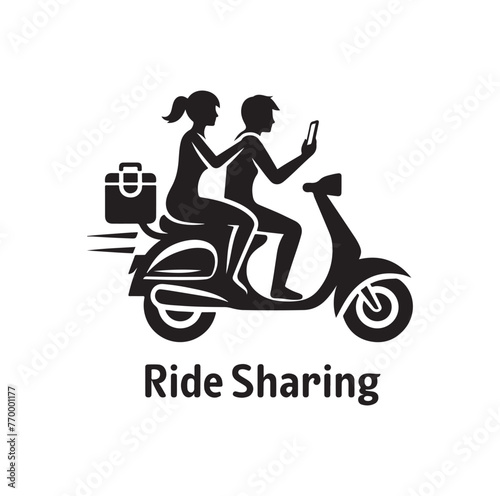 Ride Sharing Logo Design Vector Illustration Symbol Template Flat Style 